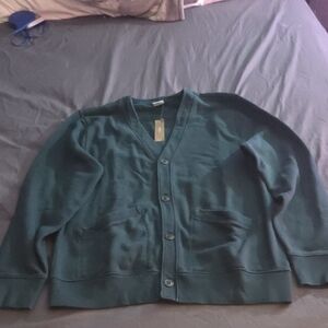 J. Crew Men's Dark Green Cardigan Sweater